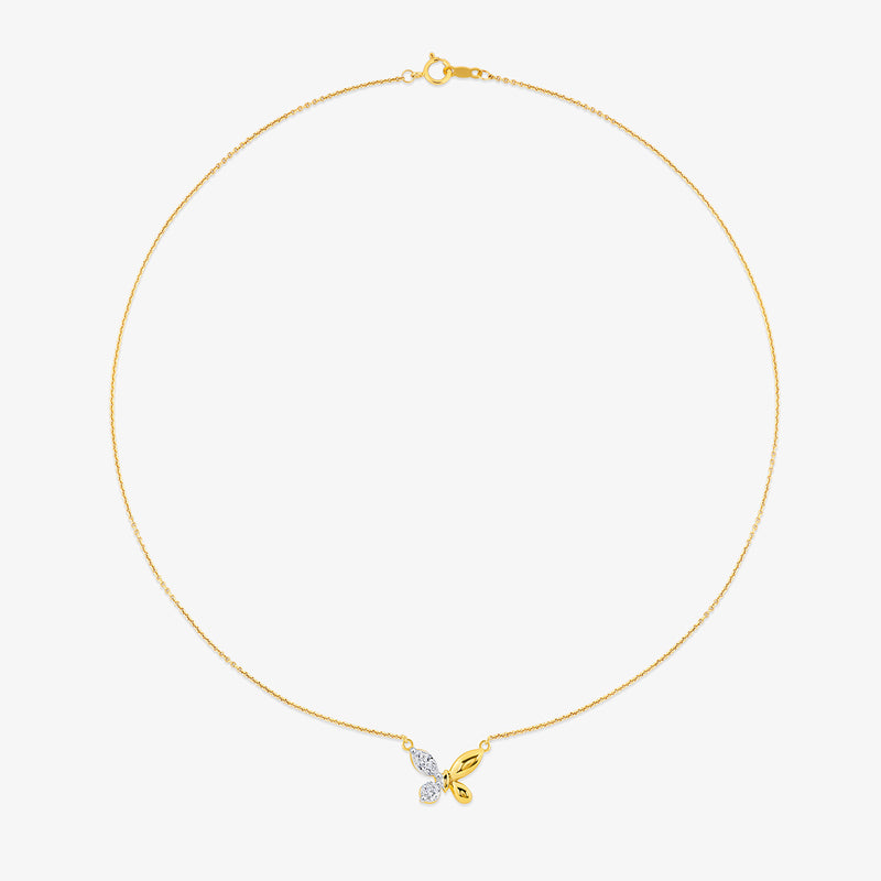 Keemti Jewels' Butterfly Charm Diamond Necklet features a delicate butterfly pendant, perfect for workwear.