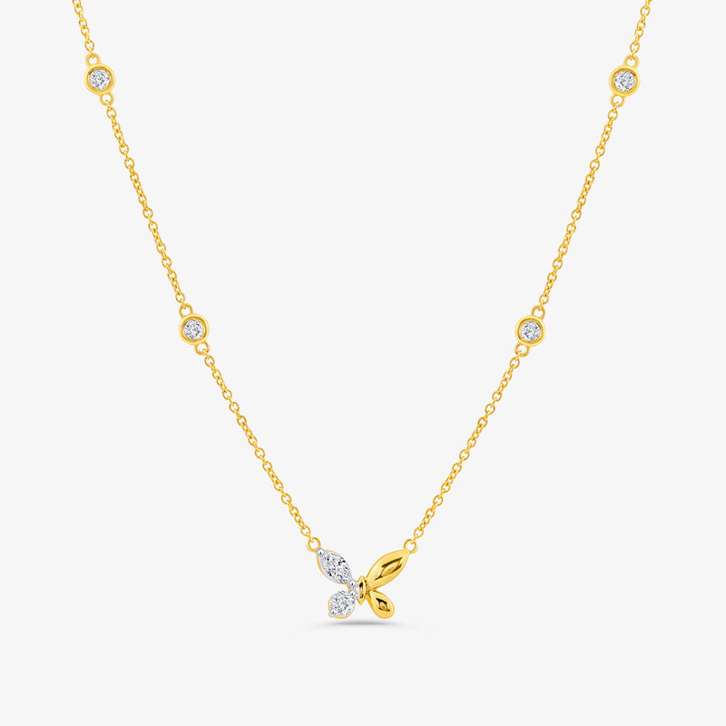 Keemti Jewels Butterfly Charm Diamond Necklet—delicate gold chain with diamond butterfly, perfect for workwear.