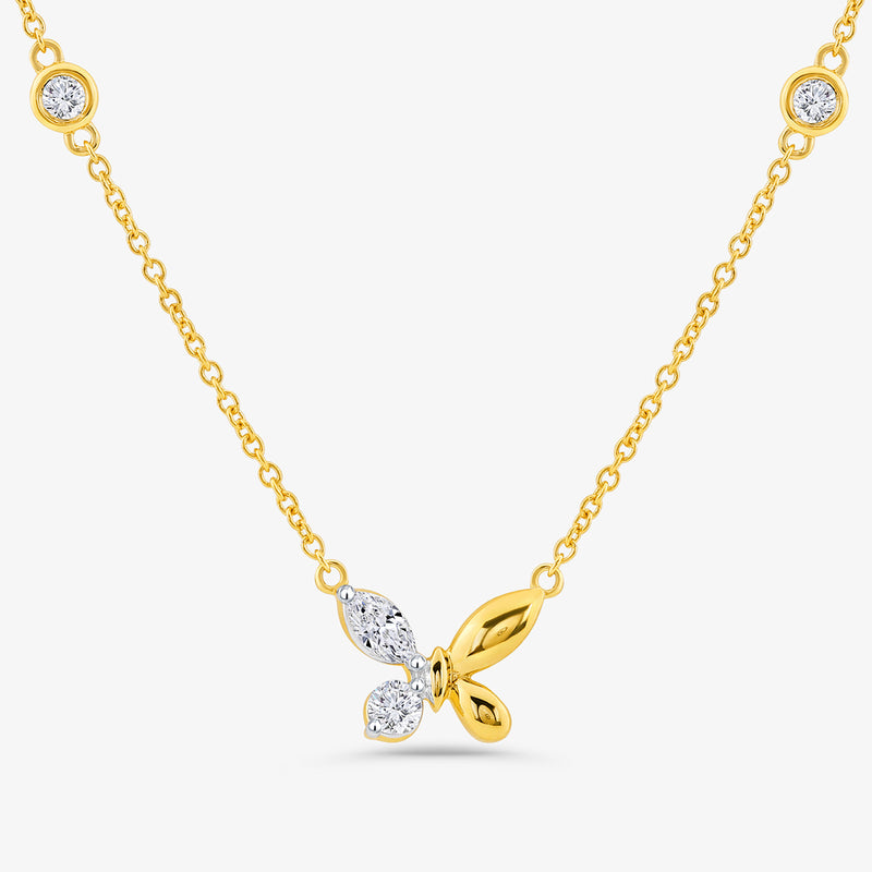 Keemti Jewels Butterfly Charm Diamond Necklet: a subtle workwear piece with a delicate chain and diamond butterfly pendant.