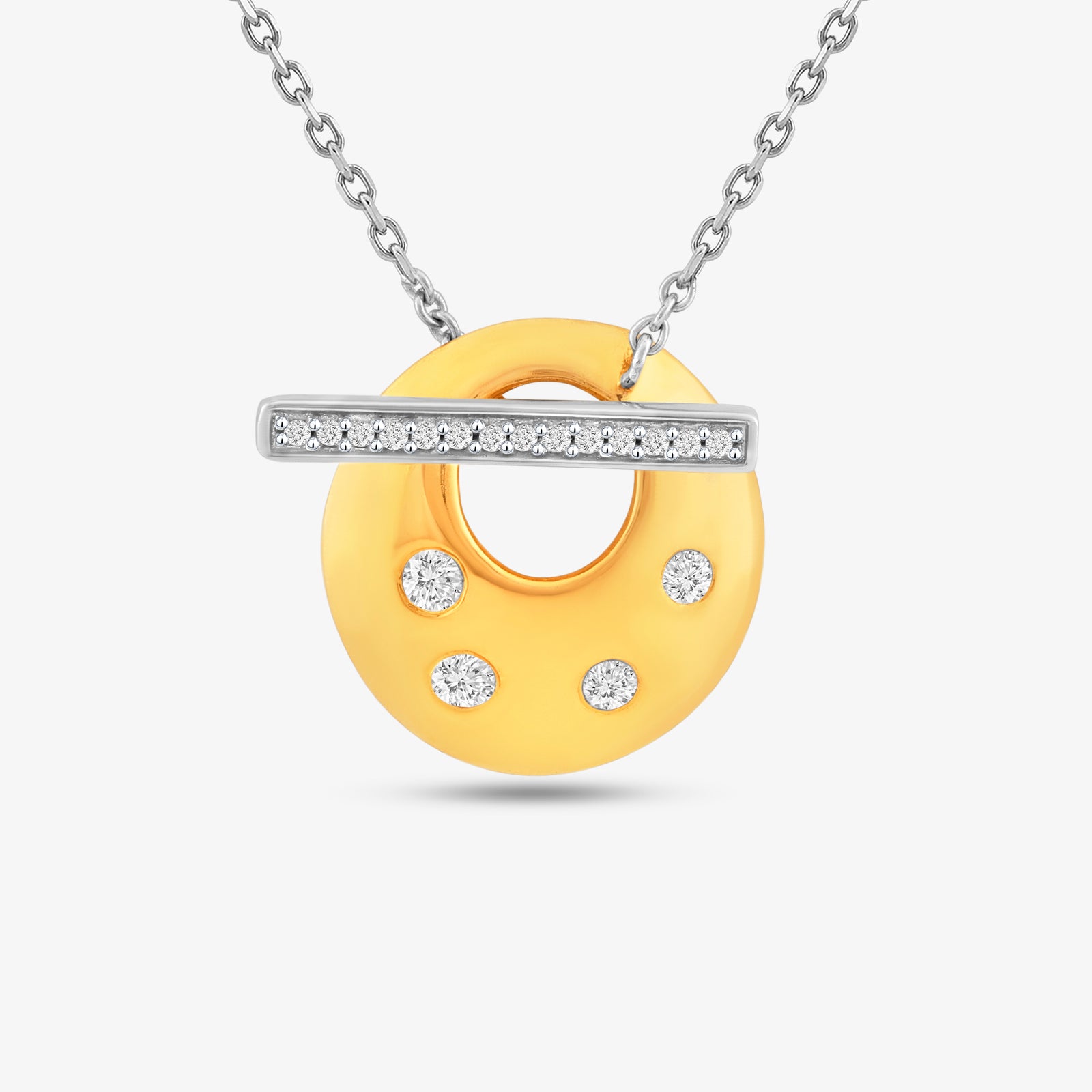 Modern Circle Diamond  Pendant