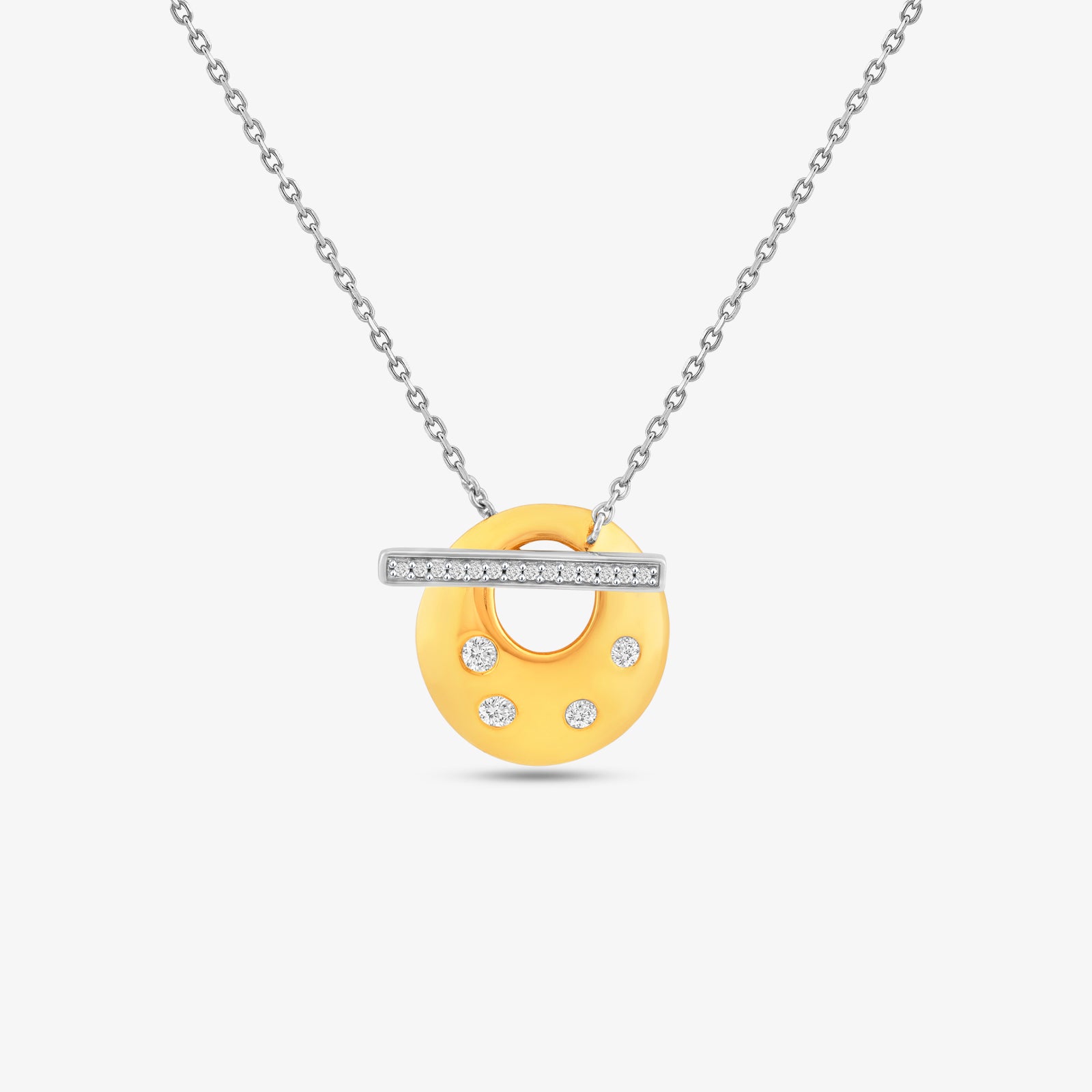 Modern Circle Diamond  Pendant