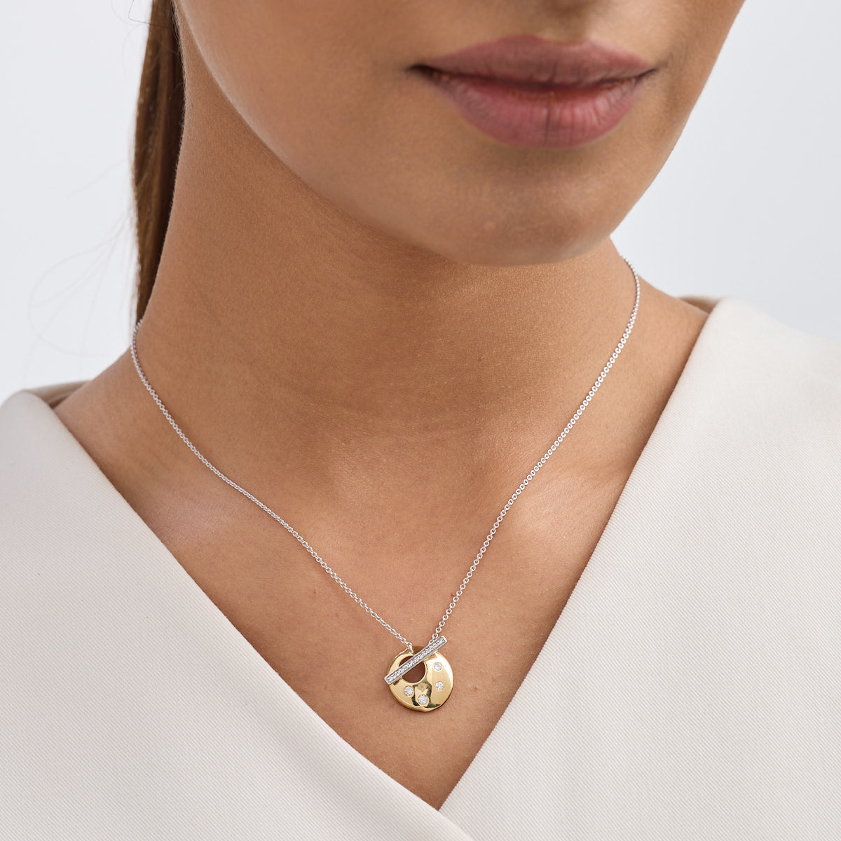 Modern Circle Diamond  Pendant
