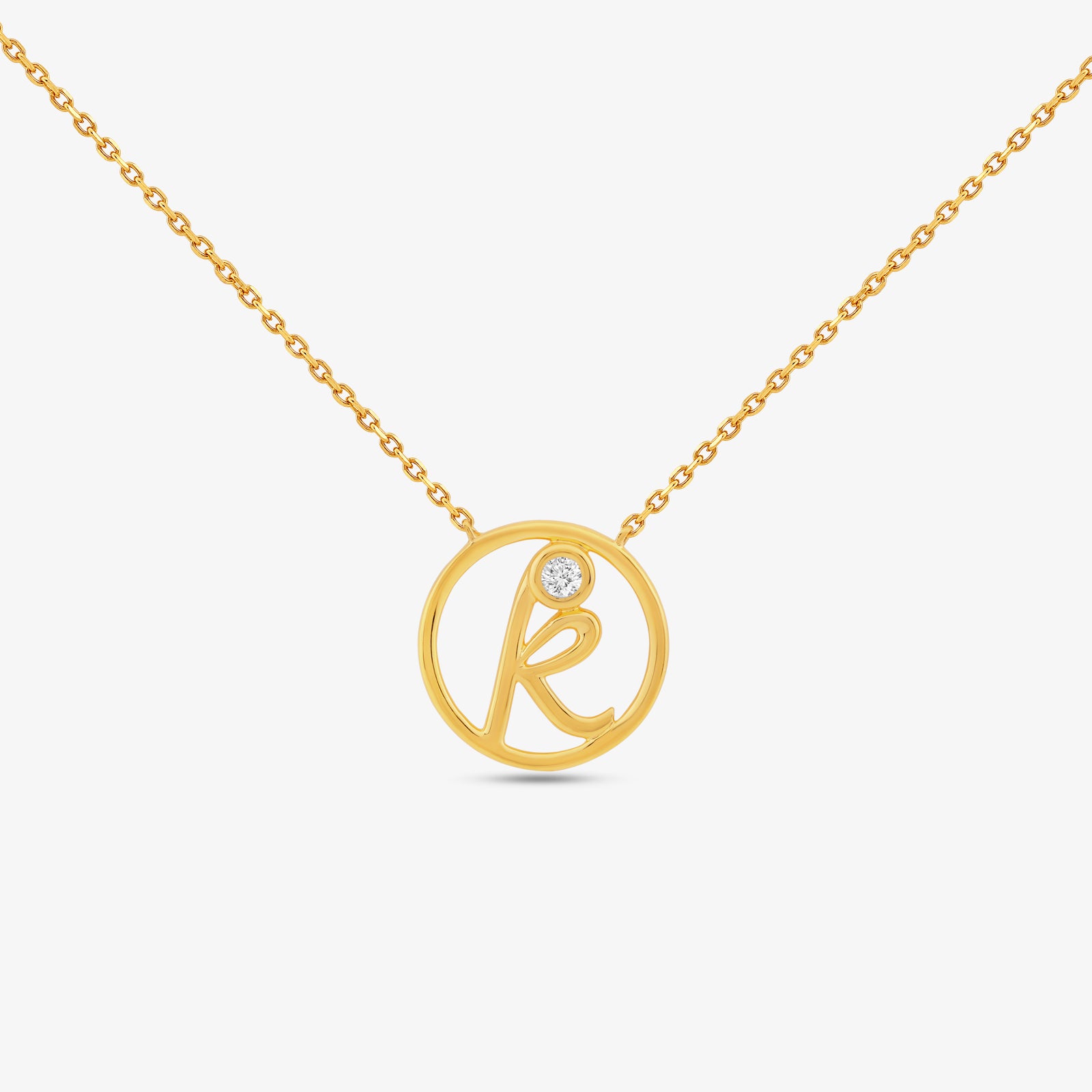 K Initial Circle Diamond Necklet