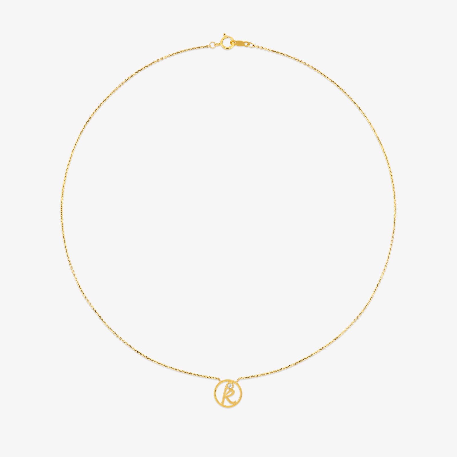 K Initial Circle Diamond Necklet
