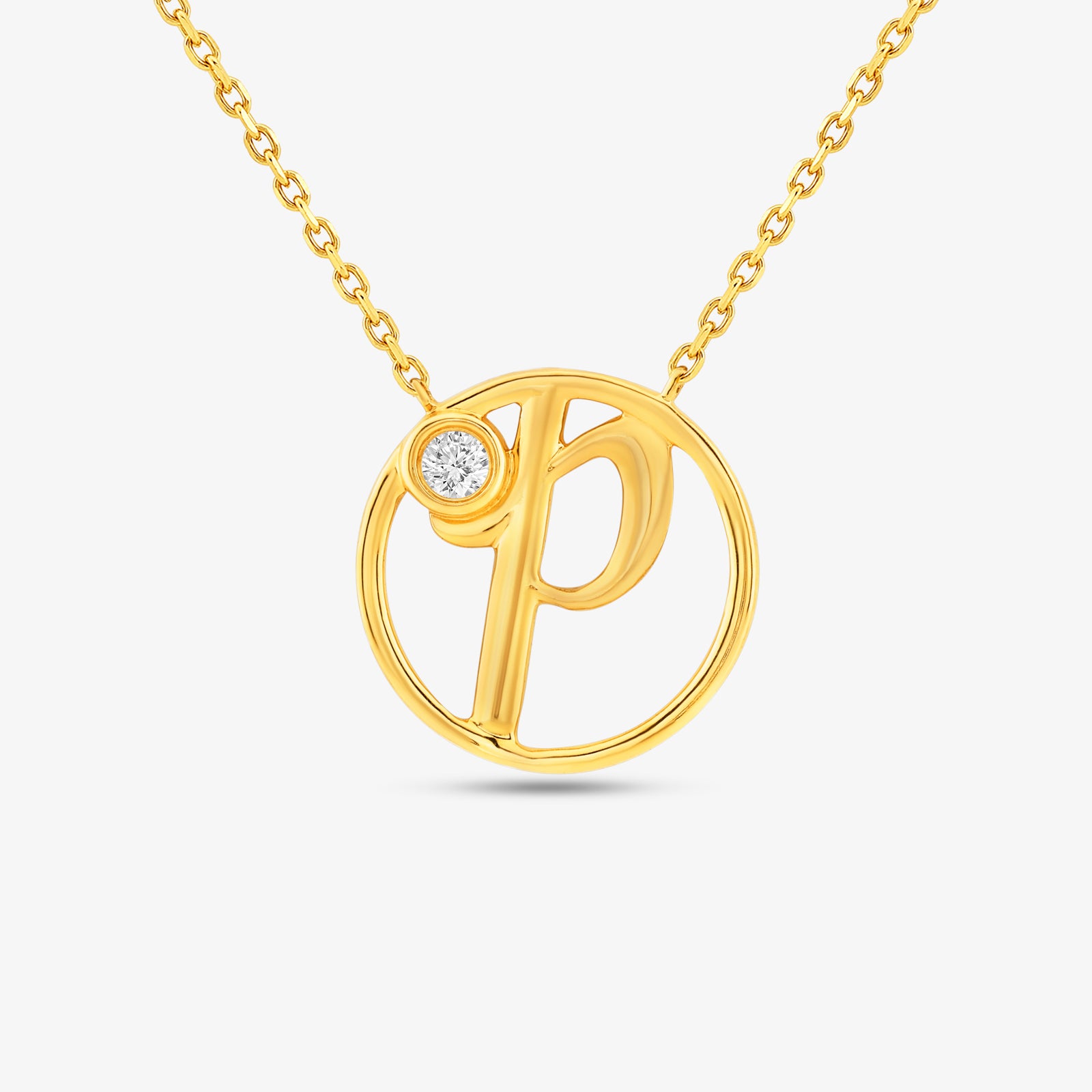P Initial Circle Diamond Necklet