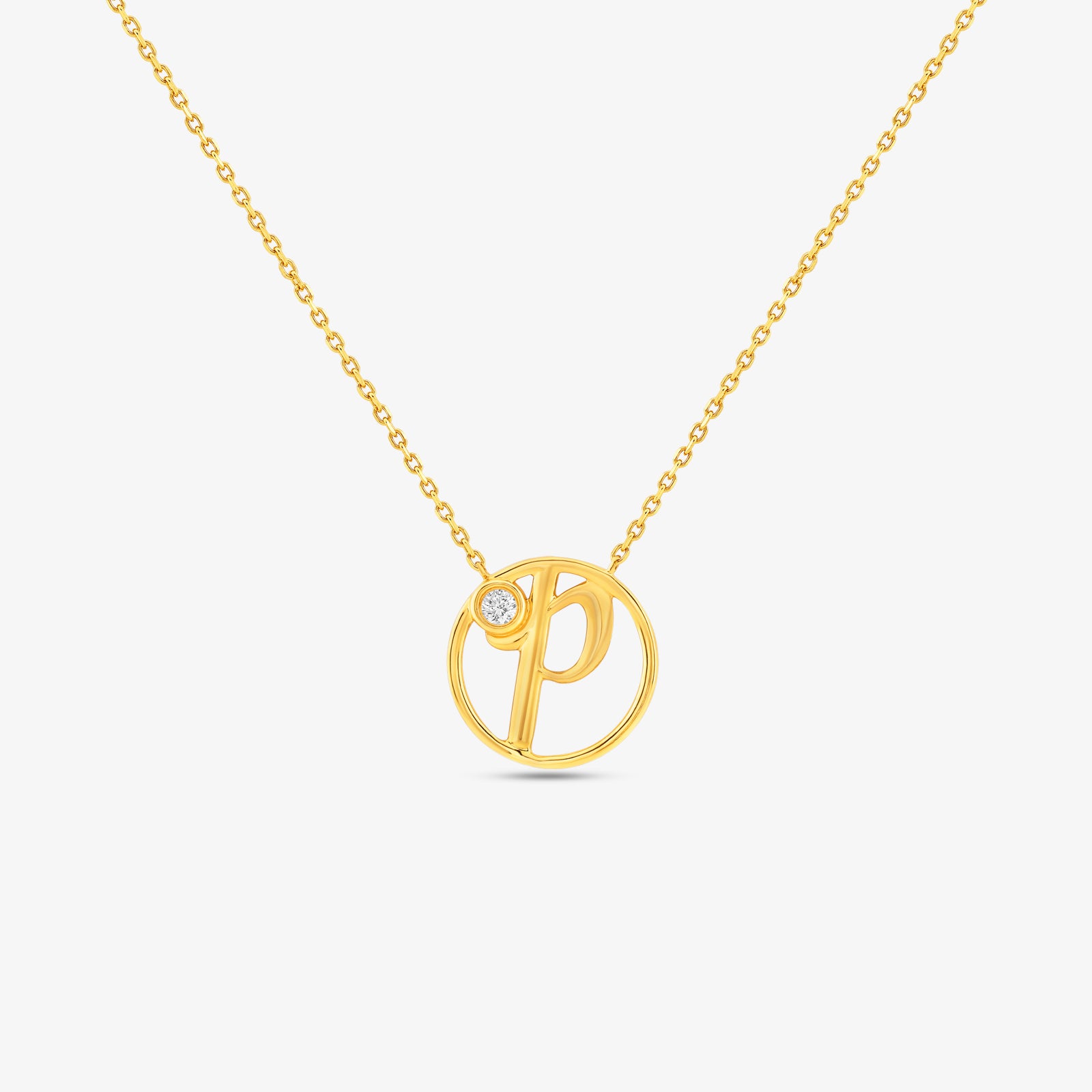 P Initial Circle Diamond Necklet
