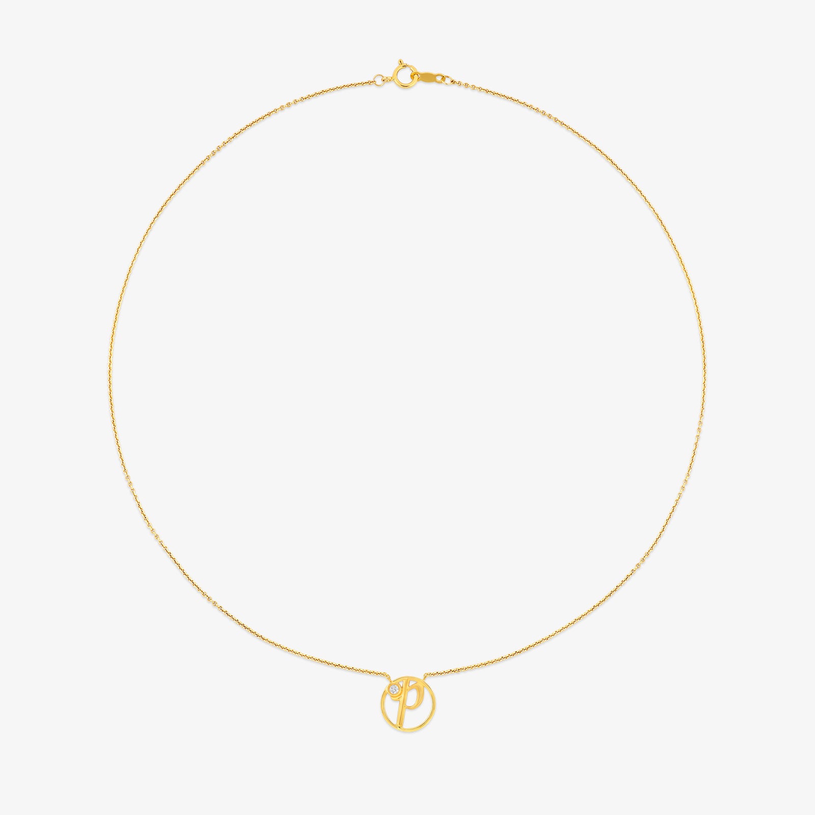P Initial Circle Diamond Necklet