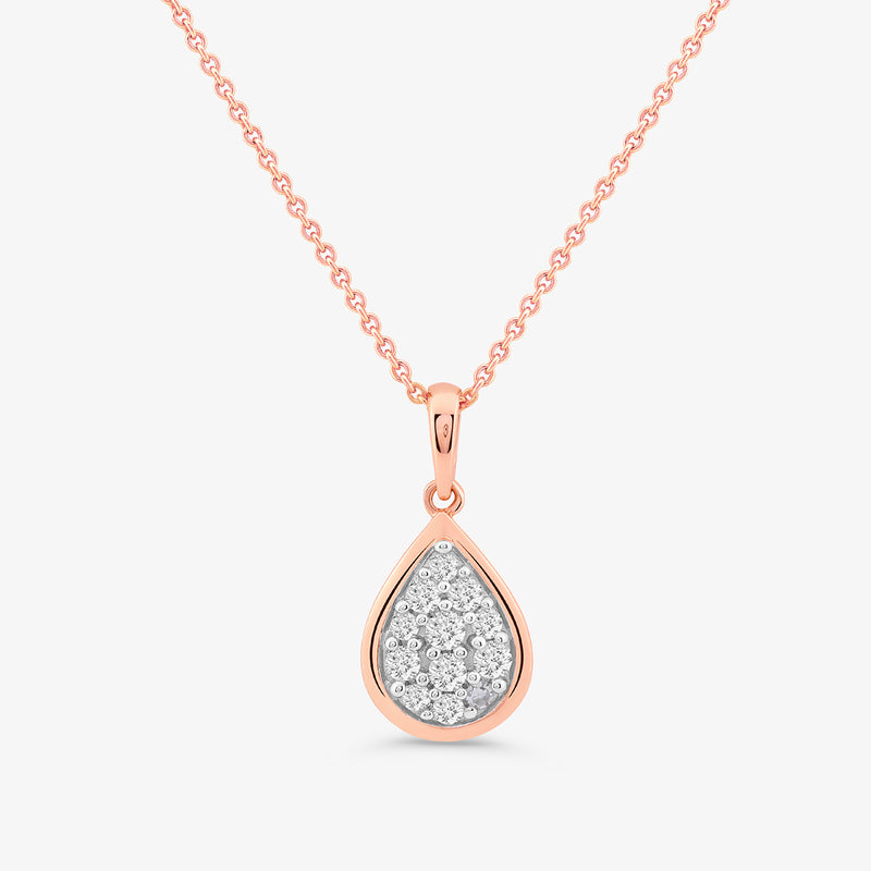 Keemti Jewels' Ropeglow Pear Diamond Pendant is an elegant rose gold necklace, ideal for stylish workwear.