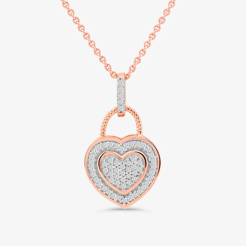 Keemti Jewels' Vanya Heart Halo Diamond Necklet: a rose gold heart pendant on a fine chain, sparkling with diamonds.
