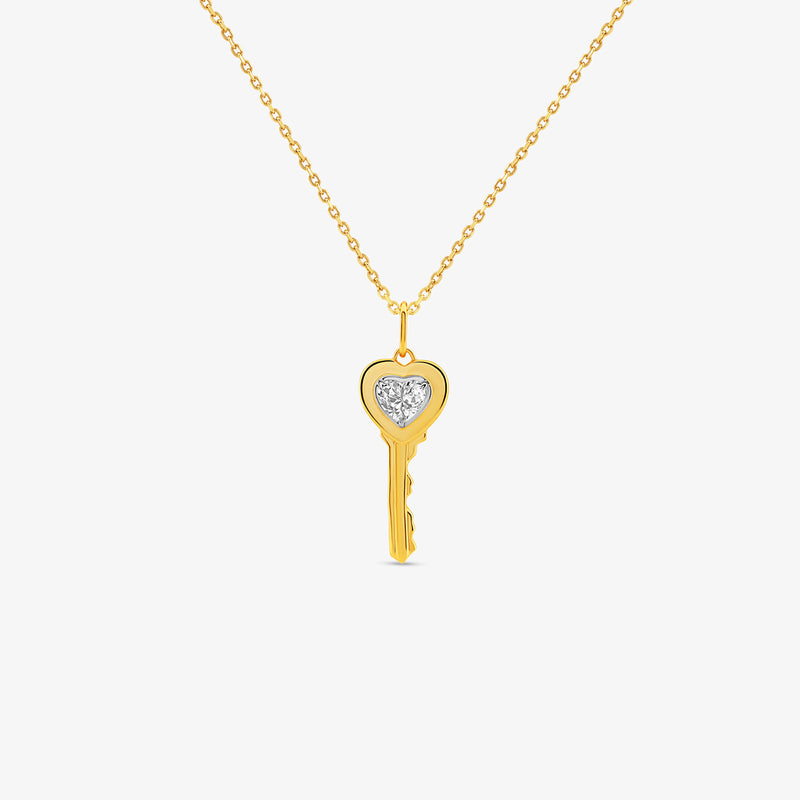 Key To My Heart Diamond Necklet by Keemti Jewels: a gold heart key with a diamond, perfect love jewelry.
