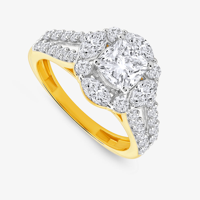 The Keemti Jewels Blossom Royale Diamond Bridal Ring features a split shank and sparkling diamonds for timeless elegance.