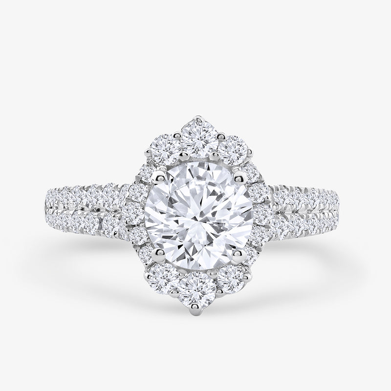 The Royal Bloom Diamond Bridal Ring by Keemti Jewels features a halo oval diamond and pavé band, radiating heirloom charm.