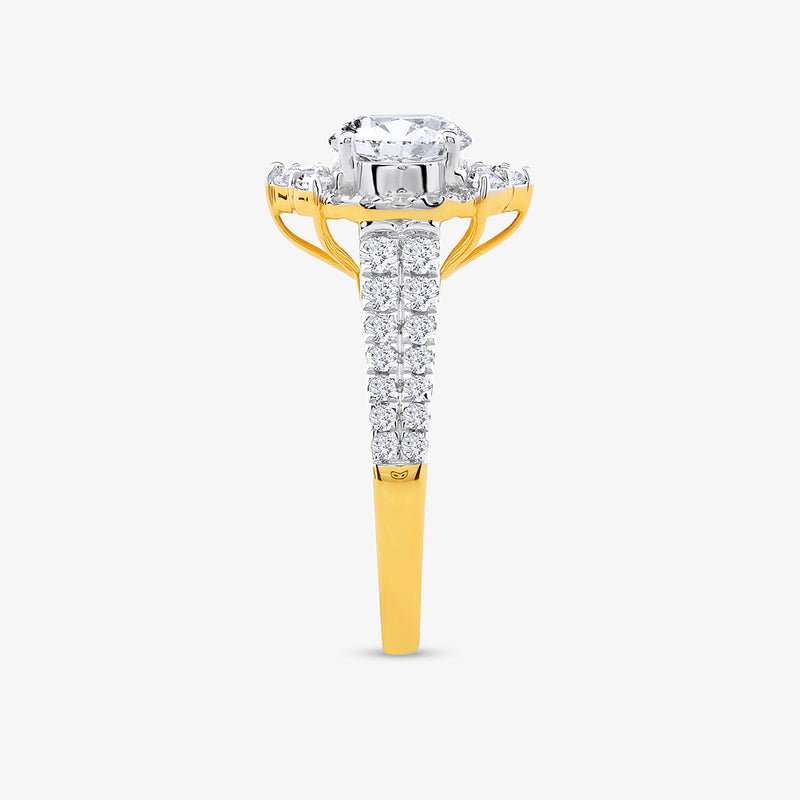 The Royal Bloom Diamond Bridal Ring by Keemti Jewels features round and side diamonds, shining with love from every angle.