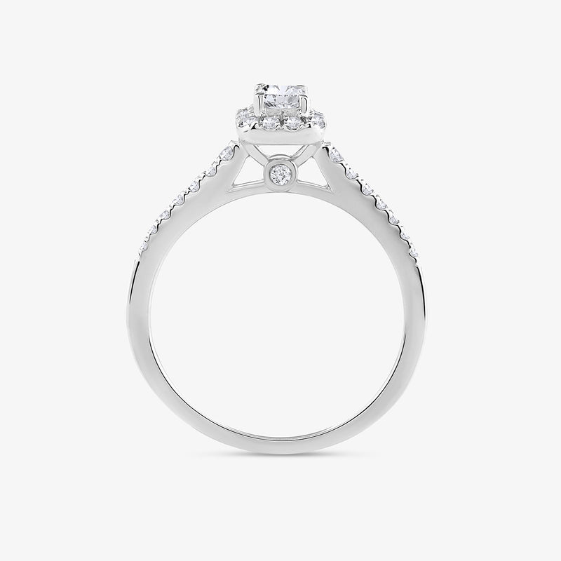 Side view of Keemti Jewels' Eternal Grace Solitaire Ring with an elegant band and raised center diamond.