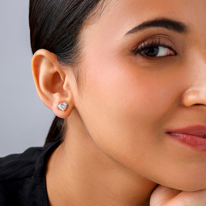 Heart Solitaire Stud Earrings