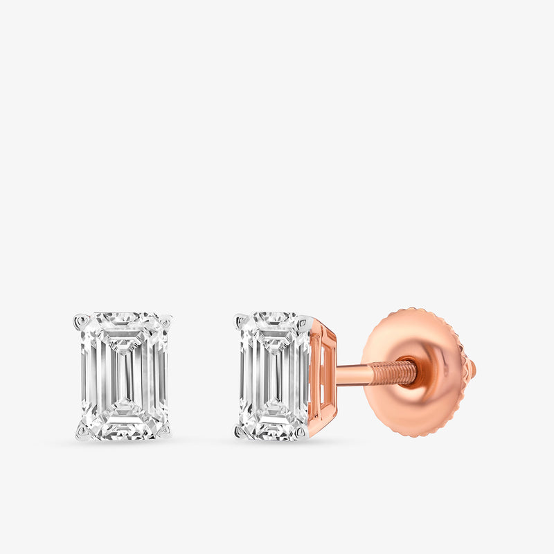 Emerald Solitaire Stud Earrings