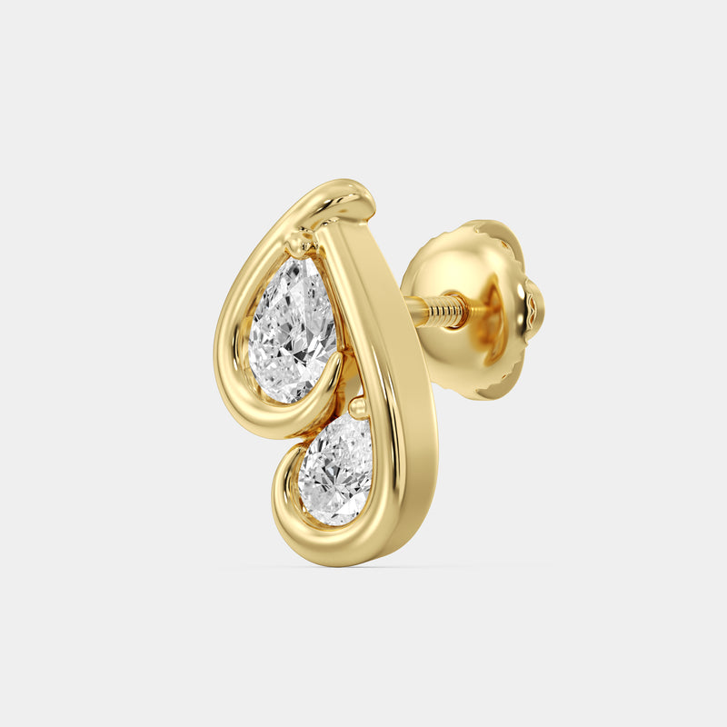 Flowing Heart Embrace Diamond Stud Earrings