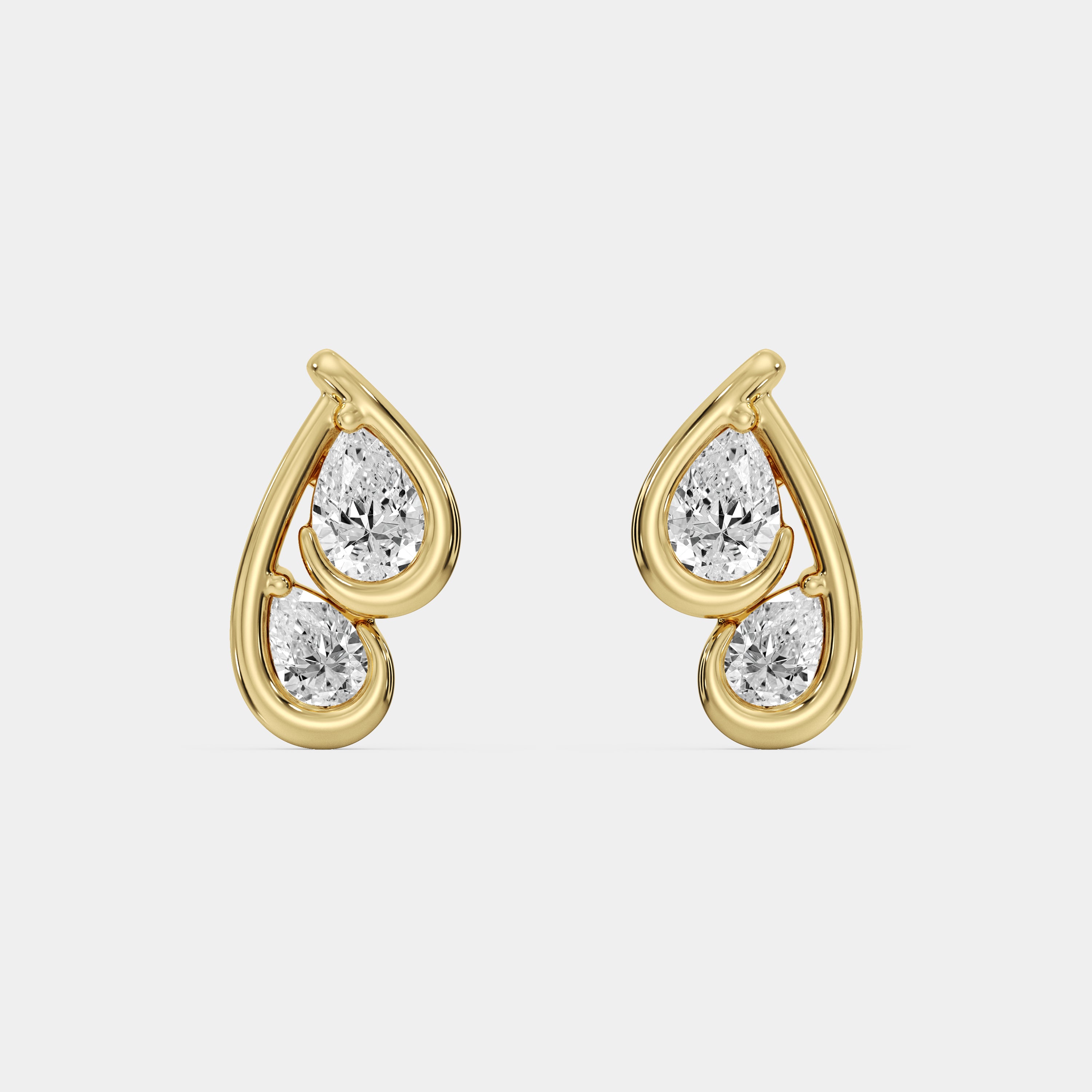 FLOWING <span>Heart Embrace Diamond Stud</span> EARRINGS