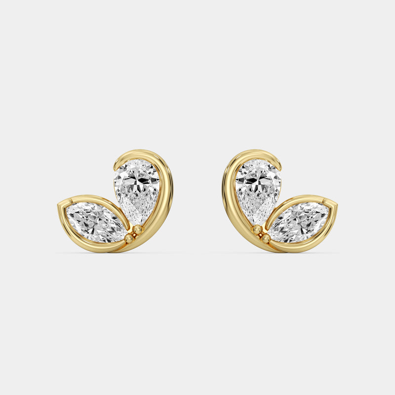 Golden Petal Bond Diamond Stud Earrings