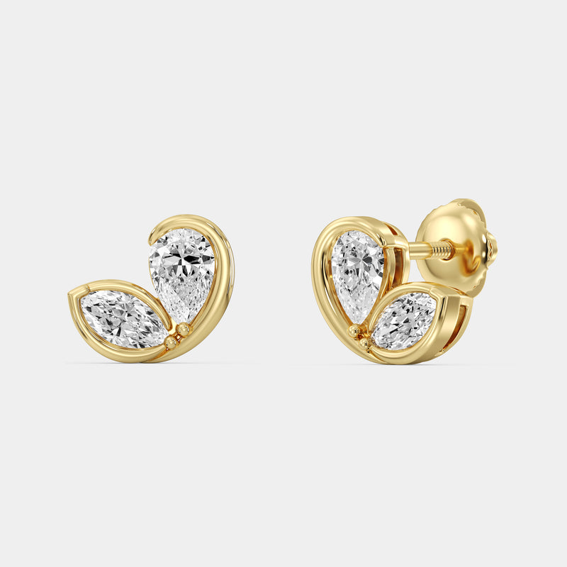 Golden Petal Bond Diamond Stud Earrings