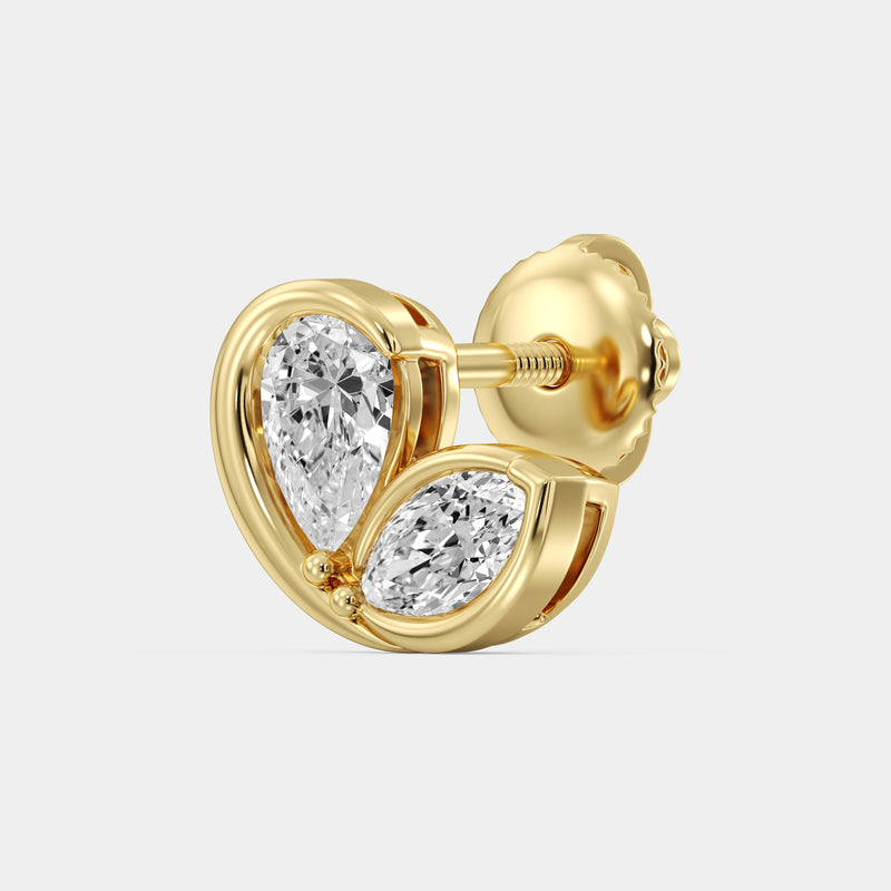 Golden Petal Bond Diamond Stud Earrings